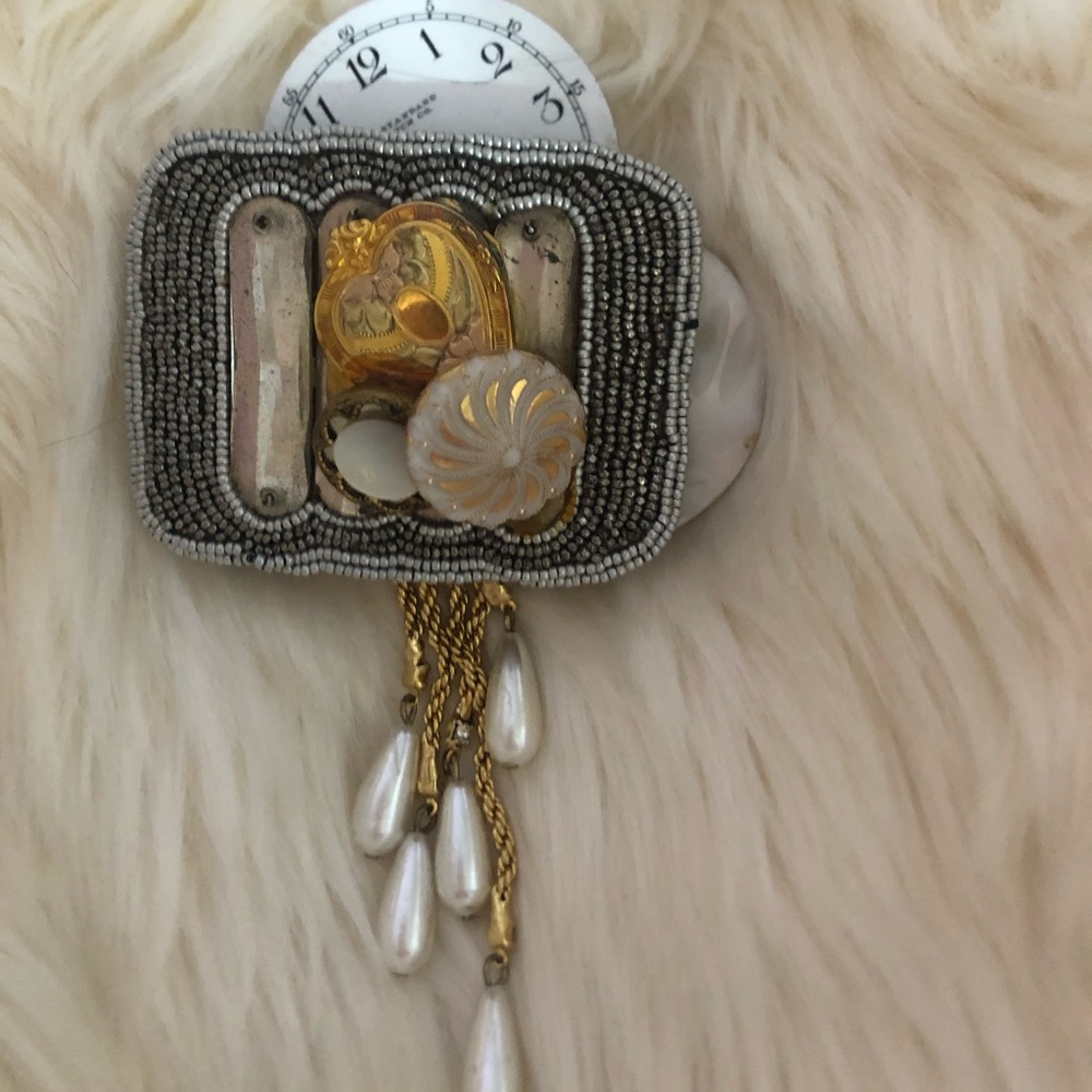 Unique Beaded Steampunk brooch